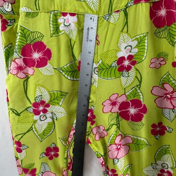 Boston Proper Jumpsuit Womens XS Wide Leg Sleeveless Bib Pocket Floral Green Red - Picture 11 of 13